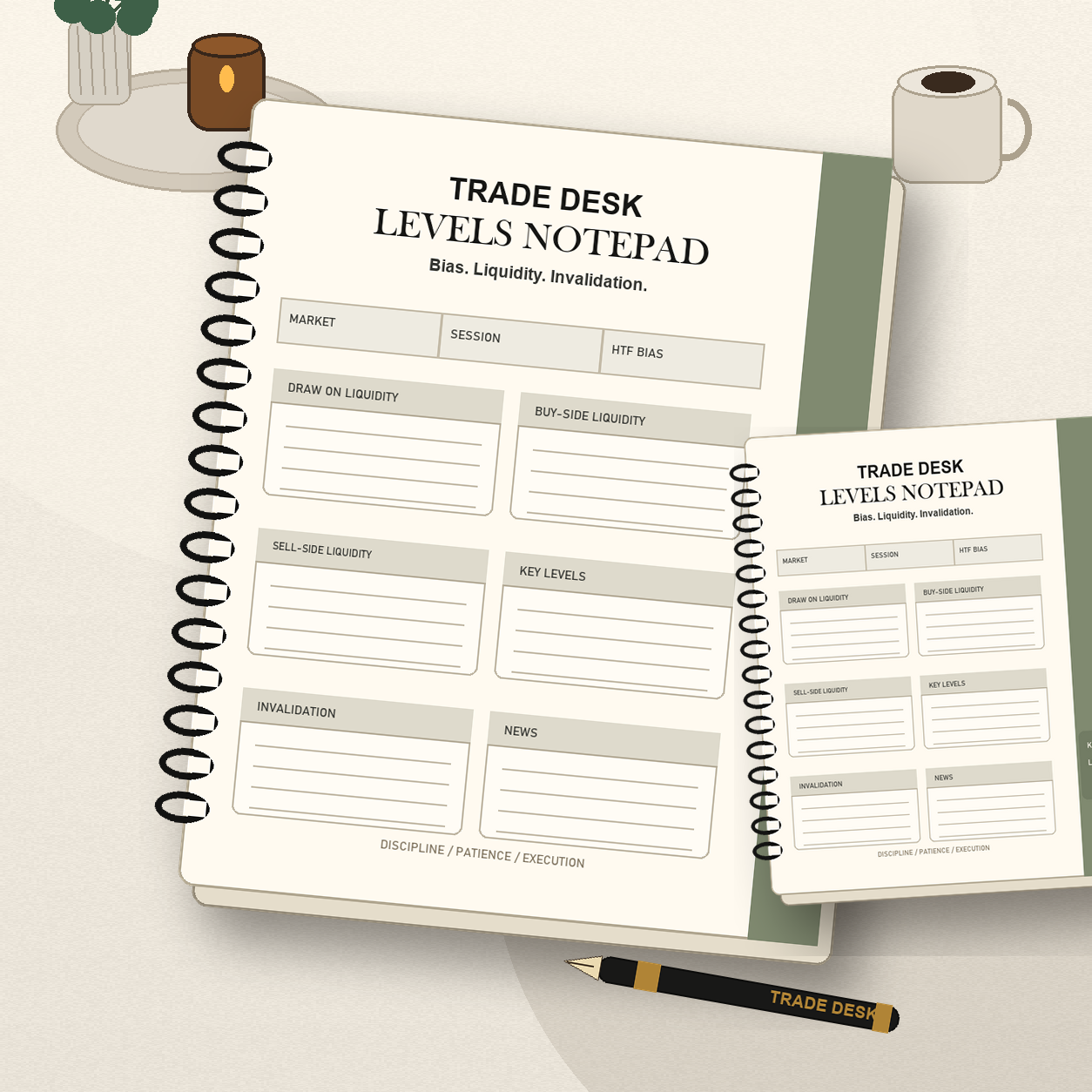 TRADE DESK Levels Notepad desk render